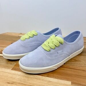 Vans Lowpro Pastel Lavender Suede Shoes Lime Green Laces Womens Size 7.5